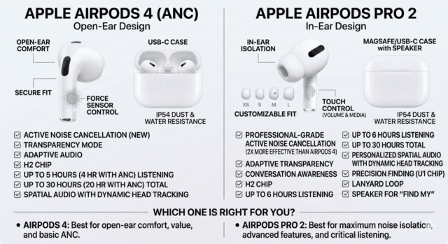 AirPods 4 and AirPods Pro 2: Which Apple Earbuds Best Suit Your Needs?